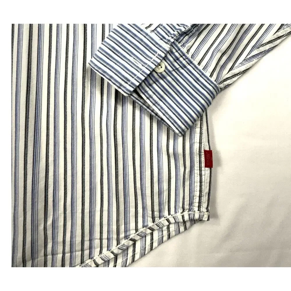 LEVI'S Multi Striped men's Floral Graphic Long Sleeve Cotton Shirt Sz L - Picture 6 of 13